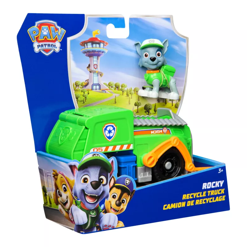 PAW Patrol Rocky šiukšliavežis su figūrėle, žaislinis automobilis
