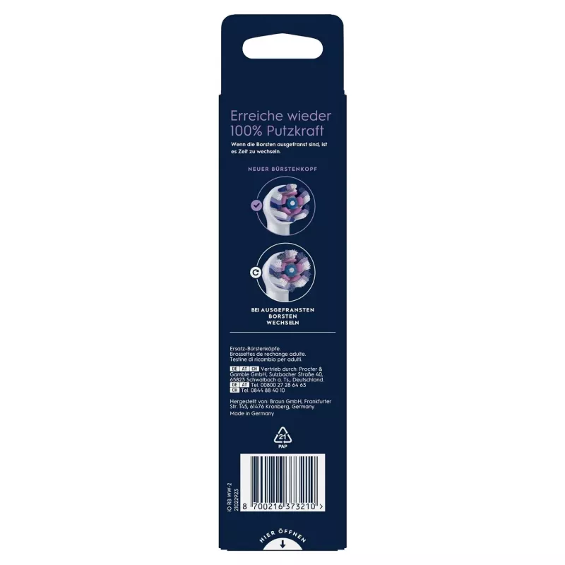 Oral-B 373210 dantų šepetėlio galvutė 2 vnt Baltas
