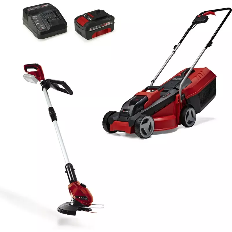 Belaidis vejapjovės ir žoliapjovės rinkinys EINHELL GE-CM 18/30 + GE-CT 18, raudonas/juodas, Li-ion 4.0 Ah
