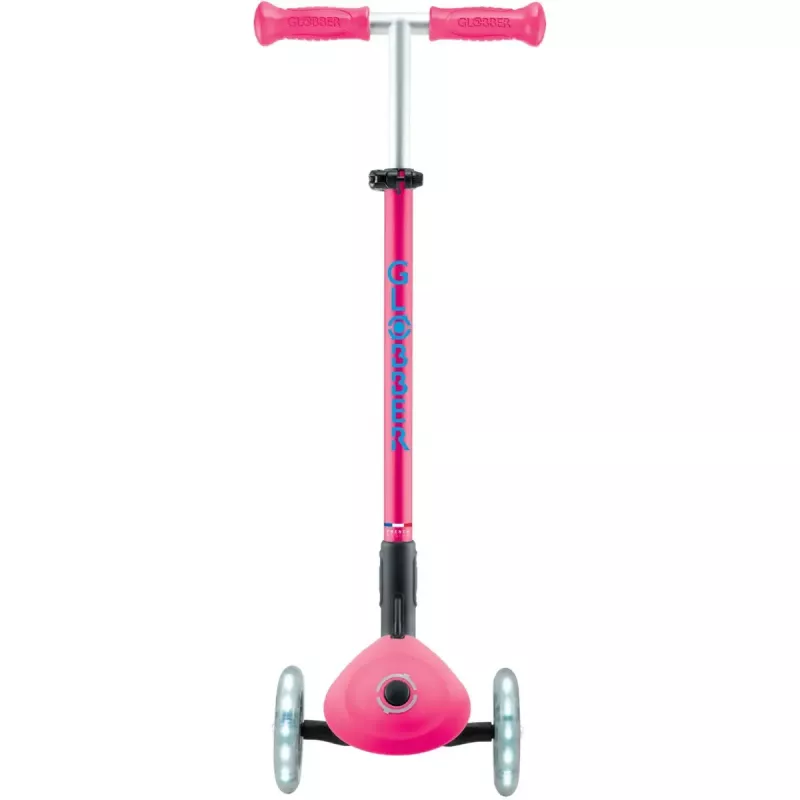 Sulankstomas paspirtukas GLOBBER Primo Foldable Plus Lights – rožinė/šviesiai mėlyna