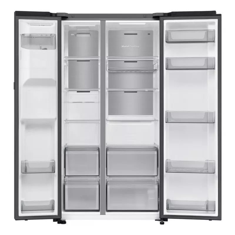 Šaldytuvas Samsung RS80F64KEF šone-durelėmis, laisvai pastatomas, 640 L, juodos spalvos
