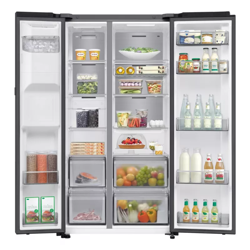 Šaldytuvas Samsung RS80F64KEF šone-durelėmis, laisvai pastatomas, 640 L, juodos spalvos