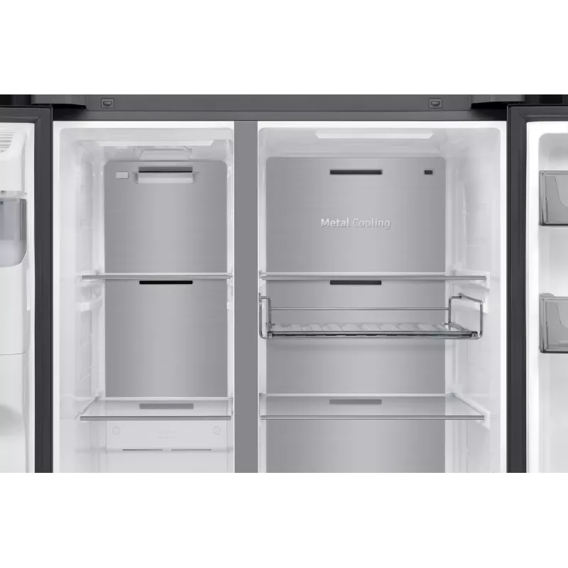 Šaldytuvas Samsung RS80F64KEF šone-durelėmis, laisvai pastatomas, 640 L, juodos spalvos
