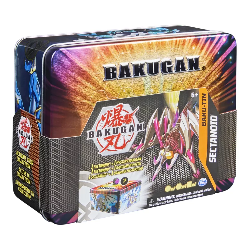 Bakugan Baku-Tin Sectanoid – Premium Kolekcinė Dėžutė su Paslapties Bakugan, Kortomis ir BakuCore, Žaislai Berniukams Nuo 6 Metų