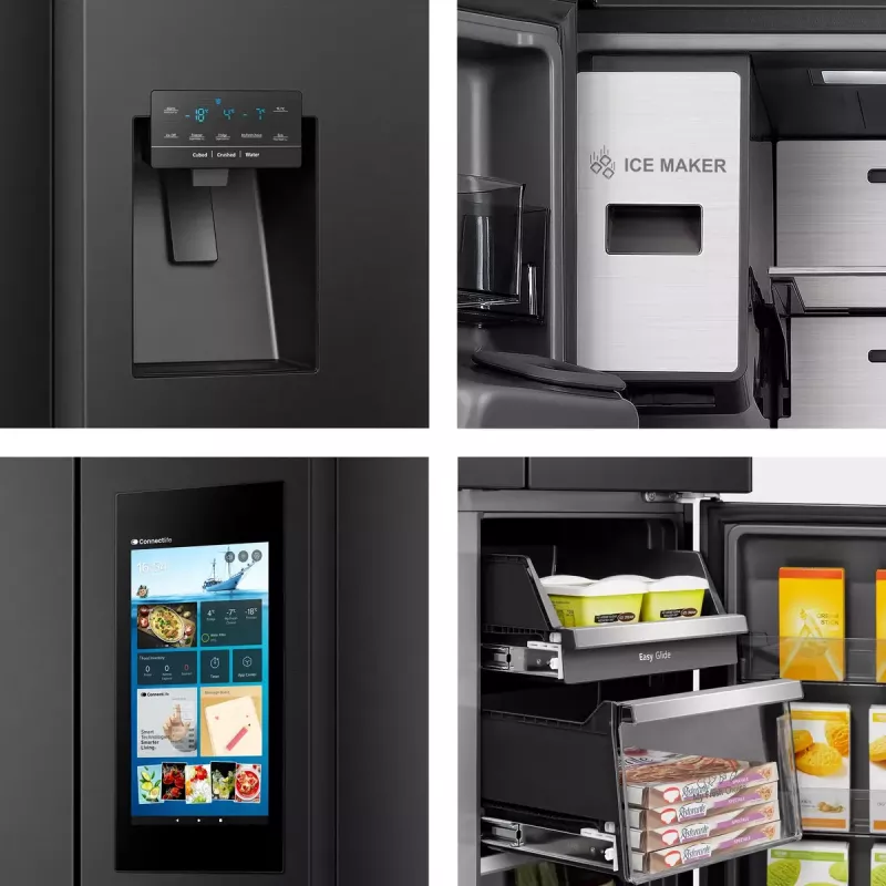 Šaldytuvas Hisense Cross door RQ760N4IFE – Laisvai pastatomas, daugiaduris, 577 L talpa, juodos spalvos