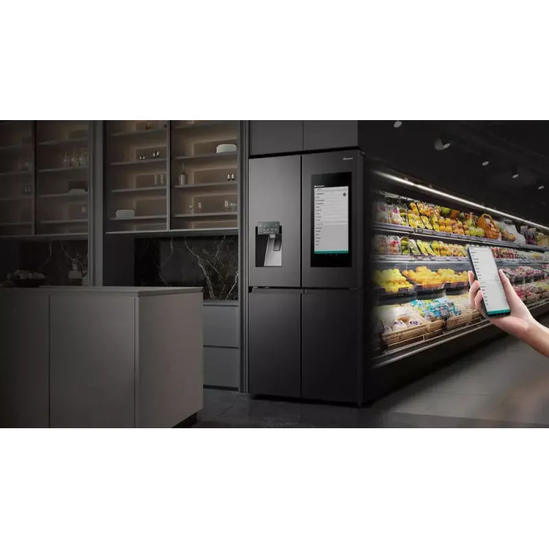 Šaldytuvas Hisense Cross door RQ760N4IFE – Laisvai pastatomas, daugiaduris, 577 L talpa, juodos spalvos
