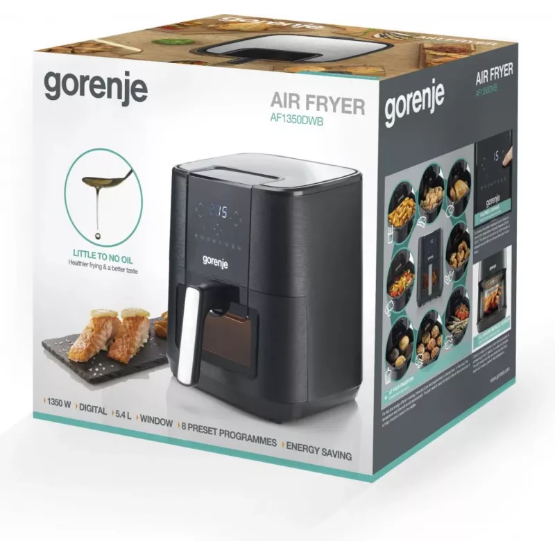 Gorenje AF1350DWB Karšto oro gruzdintuvė, 5.4 L, 1350 W, juoda