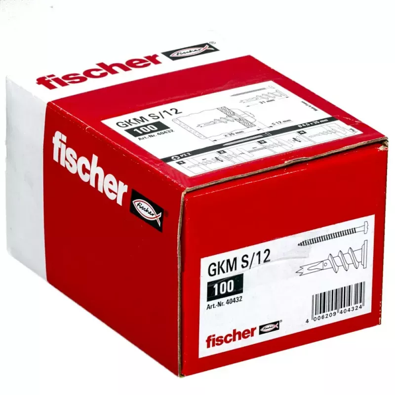 Fischer GKM 12 metalinis tvirtinimo rinkinys gipso kartonui su varžtais 100 vnt.