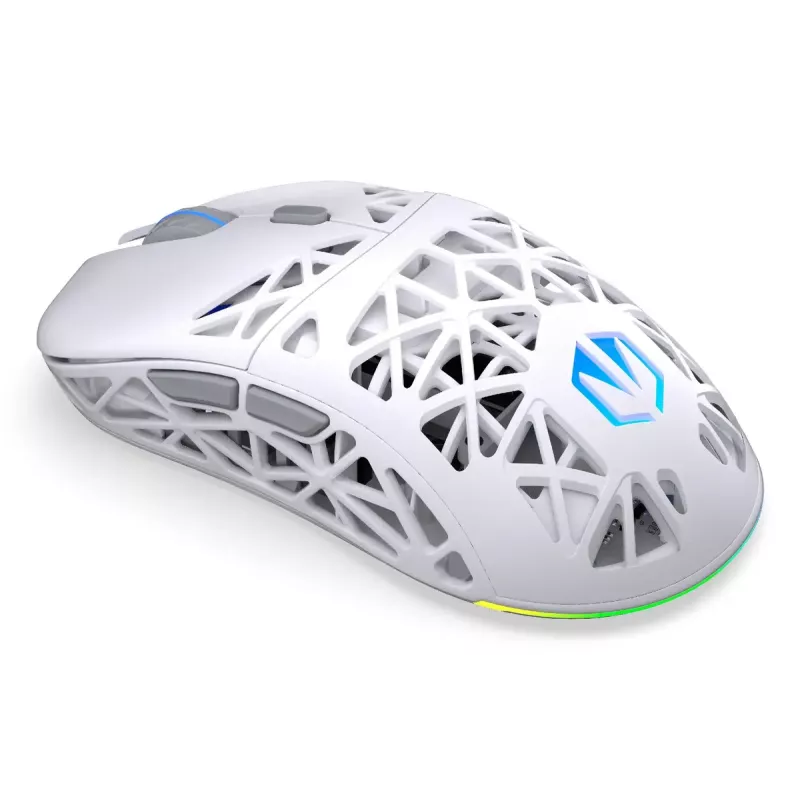 Belaidė ambidekstrinė žaidimų pelė ENDORFY LIV Plus Onyx White Bluetooth optinė 26000 DPI 6 mygtukai įvairiaspalvis apšvietimas baterija
