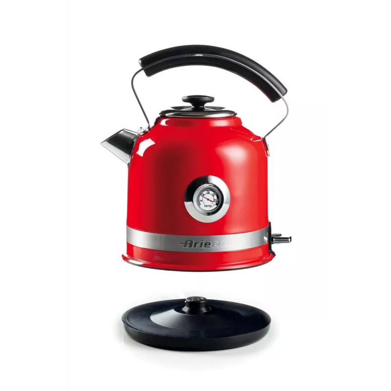 Ariete 2854 Moderna elektrinis virdulys, 2000 W, 1,7 L talpa, 360° belaidis, automatinis išsijungimas, išimamas filtras, matomas vandens lygis, termometras, raudonas