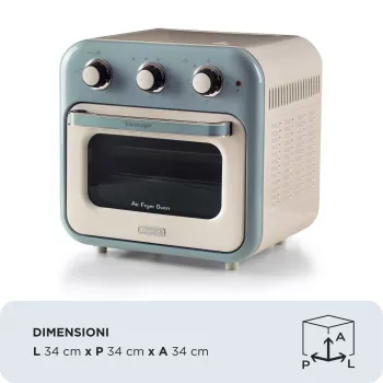 Ariete 4632 Oro gruzdintuvė ir orkaitė Vintage, 1400W, 2 viename, 16 l talpa, su priedais, laikmatis 60 min., dvigubas stiklas, mėlyna