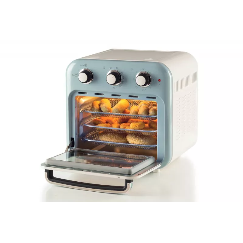 Ariete 4632 Oro gruzdintuvė ir orkaitė Vintage, 1400W, 2 viename, 16 l talpa, su priedais, laikmatis 60 min., dvigubas stiklas, mėlyna