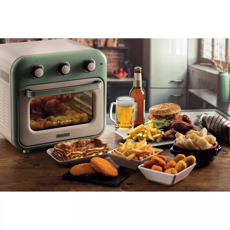 Ariete 4632 Oro gruzdintuvė ir orkaitė Vintage, 1400W, 2viename, Talpa 16L, Priedai, Laikmatis 60 min., Dvigubas stiklas, Žalia