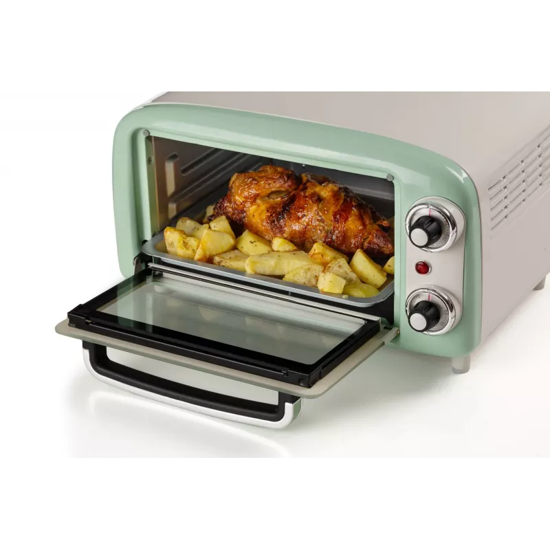 Ariete 3919 elektrinė orkaitė Vintage, 800W, 10L, dvigubas stiklas, retro, žalia