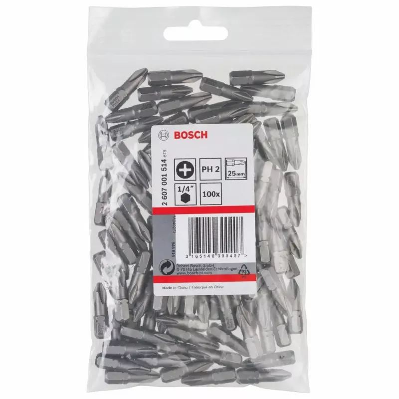 Antgalis atsuktuvui Bosch 2607001514 100 vnt PH2 25 mm šešiakampis