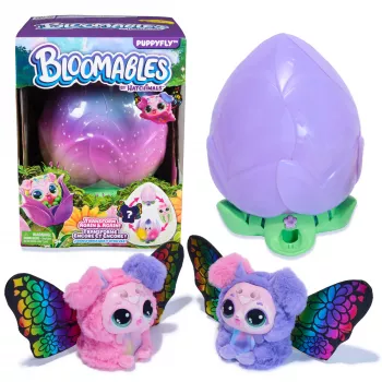 Hatchimals Bloomables žaislas su šuniuku-sparnele ir gėle, interaktyvus, su pakartotiniu atskleidimu ir transformacija, 100+ garsų ir reakcijų (stiliai skiriasi)