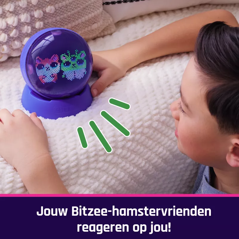 Interaktyvus kamuolys su žiurkėnu Spinmaster Bitzee su 20+ skaitmeninių žiurkėnų, reaguoja į lietimą ir riedėjimą, AA baterija, įvairiaspalvis