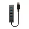 Lindy 43324 USB 3.0 šakotuvas su 4 lizdais, USB 3.2 Gen 1 Type-A, 5 Gbit/s, įmontuotas laidas, aliuminis/plastikas, juodas