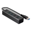 Lindy 43324 USB 3.0 šakotuvas su 4 lizdais, USB 3.2 Gen 1 Type-A, 5 Gbit/s, įmontuotas laidas, aliuminis/plastikas, juodas