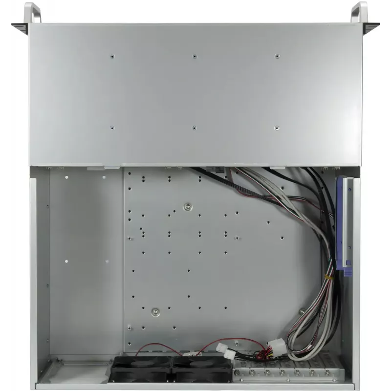 Serverio korpusas INTER-TECH IPC 4U-4708 — 4U, juodas, tinka ATX/PS2 maitinimo šaltiniui, 4x priekiniai 80mm, 2x galiniai 80mm, 2.5/3.5 colio HDD