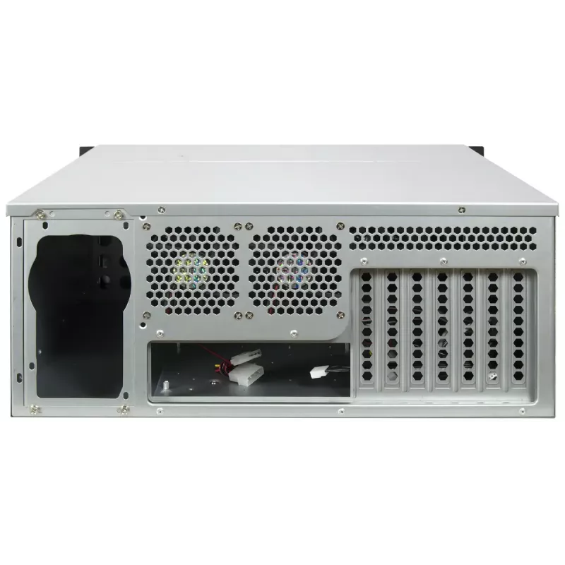 Serverio korpusas INTER-TECH IPC 4U-4708 — 4U, juodas, tinka ATX/PS2 maitinimo šaltiniui, 4x priekiniai 80mm, 2x galiniai 80mm, 2.5/3.5 colio HDD