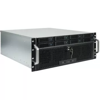 Serverio korpusas INTER-TECH IPC 4U-4708 — 4U, juodas, tinka ATX/PS2 maitinimo šaltiniui, 4x priekiniai 80mm, 2x galiniai 80mm, 2.5/3.5 colio HDD