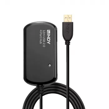 Lindy 12m USB 2.0 Active Extension Pro Hub – aktyvus USB ilgintuvas su 4 prievadais