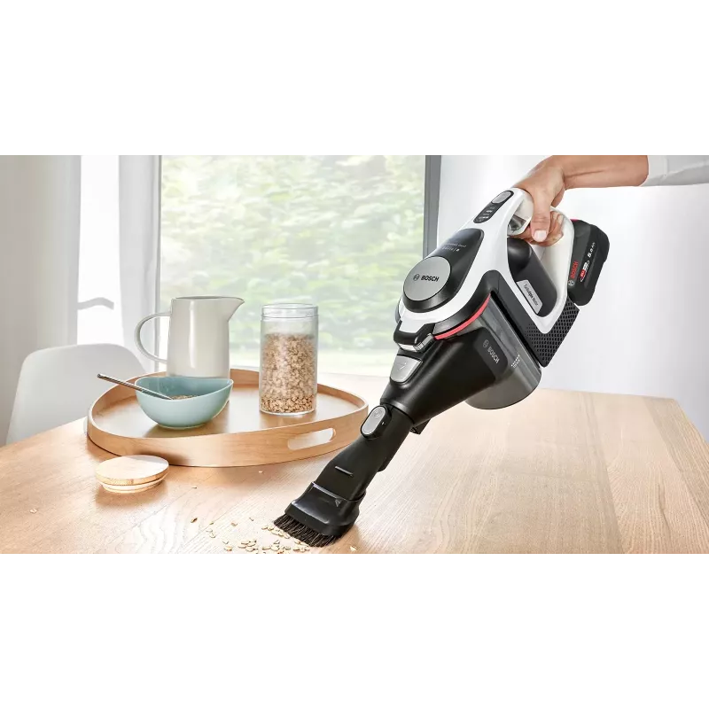 Bosch Serie 8 BSS825ALL belaidis siurblys / elektrinė šluota, akumuliatorinis, sausam valymui, be maišelio, juoda, balta, 5 Ah
