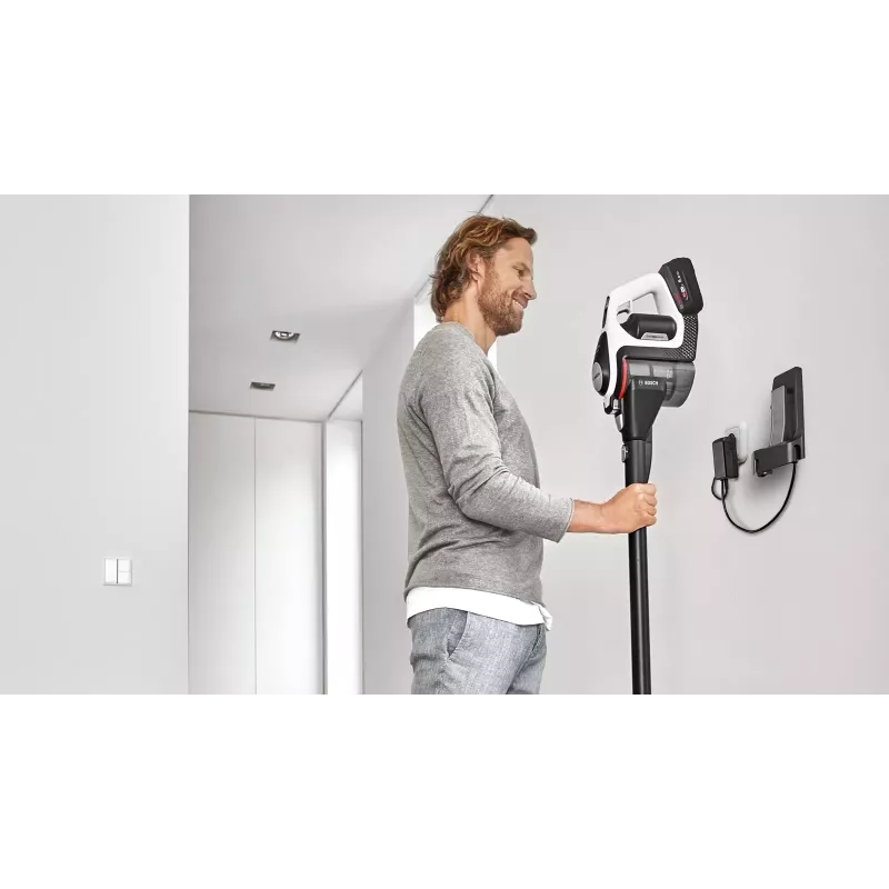 Bosch Serie 8 BSS825ALL belaidis siurblys / elektrinė šluota, akumuliatorinis, sausam valymui, be maišelio, juoda, balta, 5 Ah