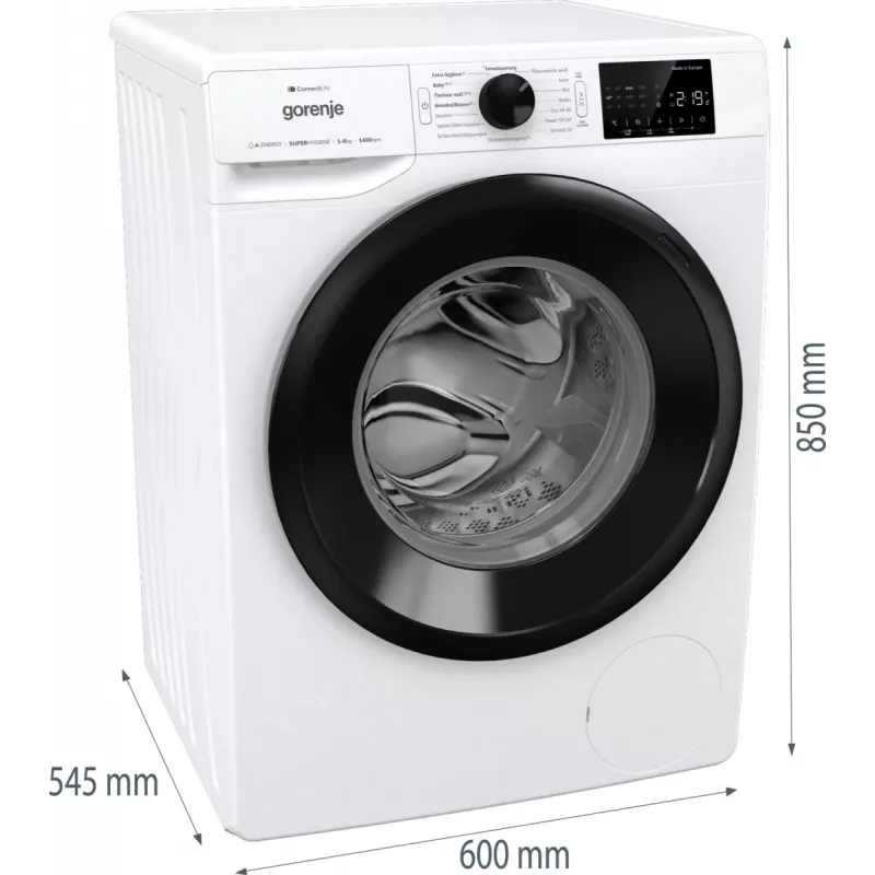 Gorenje WPNEI84A1TS skalbimo mašina, priekinis pakrovimas, 8 kg, 1400 aps./min., balta