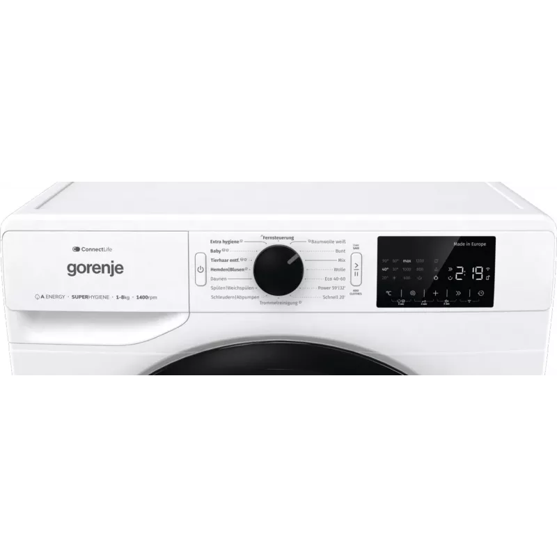 Gorenje WPNEI84A1TS skalbimo mašina, priekinis pakrovimas, 8 kg, 1400 aps./min., balta