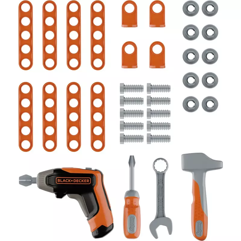 Vaikiškas įrankių dėklas Simba-Dickie Smoby Black+Decker žaidimų įrankių rinkinys