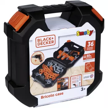 Vaikiškas įrankių dėklas Simba-Dickie Smoby Black+Decker žaidimų įrankių rinkinys
