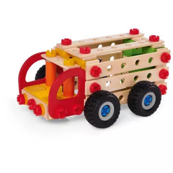 Konstruktorius Simba-Dickie Eichhorn Constructor Trucks – 135 dalių, transporto priemonės ir blokelių rinkinys statybai