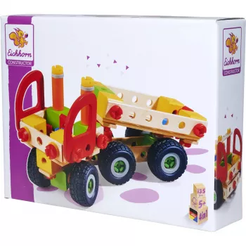 Konstruktorius Simba-Dickie Eichhorn Constructor Trucks – 135 dalių, transporto priemonės ir blokelių rinkinys statybai