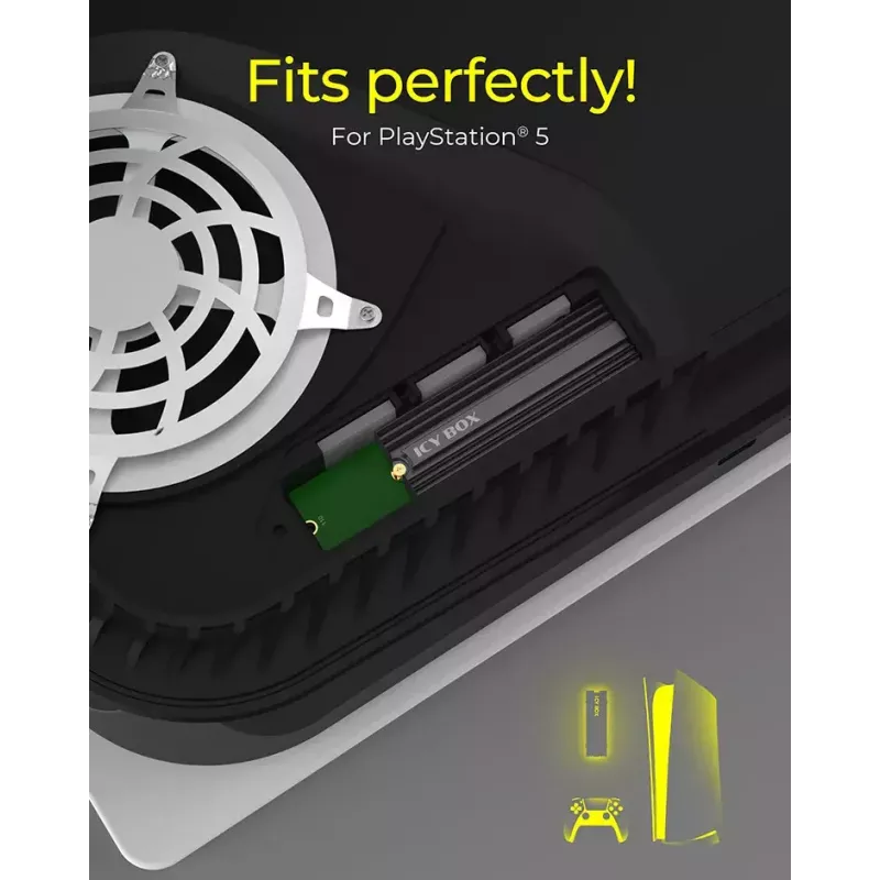 Aušintuvas ICY BOX IB-M2HS-PS5, skirtas PlayStation 5, juodas, 27 mm x 76 mm x 9 mm