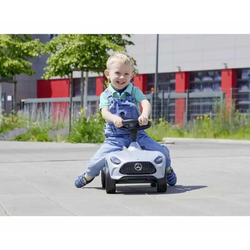 Vaikiškas automobilis Simba-Dickie BIG Mercedes-AMG GT sidabrinis/juodas – stumiamas/pedalinis