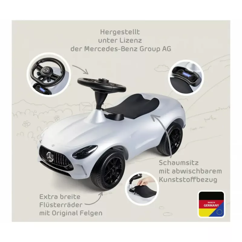 Vaikiškas automobilis Simba-Dickie BIG Mercedes-AMG GT sidabrinis/juodas – stumiamas/pedalinis