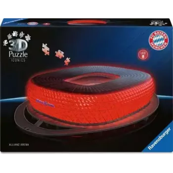 3D dėlionė Ravensburger Iconics Allianz Arena su šviesa, 216 dalių