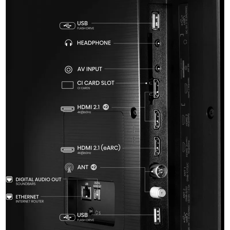 Hisense 85E77Q 2,16 m (85 colių) 4K Ultra HD QLED išmanusis televizorius, „Wi-Fi“, juodas
