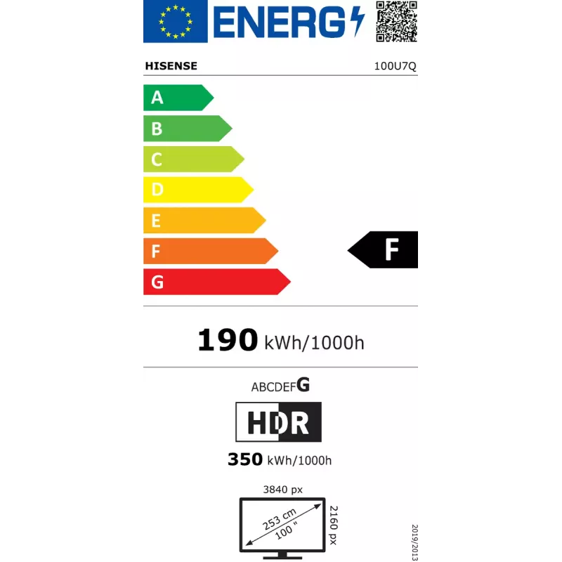 Hisense 100U7Q 2,54 m (100 colių) 4K Ultra HD išmanusis televizorius Wi-Fi juodas