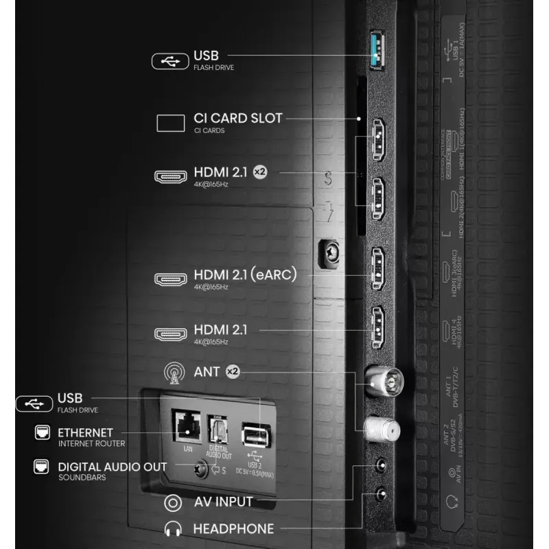 Hisense 100U7Q 2,54 m (100 colių) 4K Ultra HD išmanusis televizorius Wi-Fi juodas