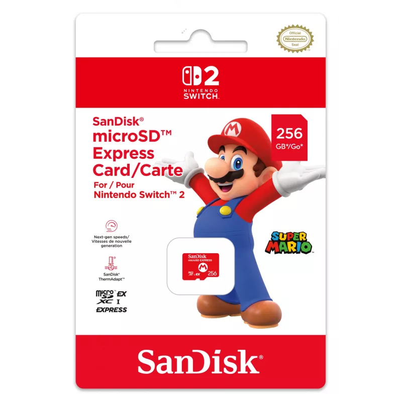 microSD Express kortelė NINTENDO 256 GB, skirta Nintendo Switch 2, Mario dizainas