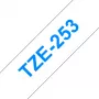 Lipnių etikečių juostelė Brother TZe253 24mm mėlyna ant baltos