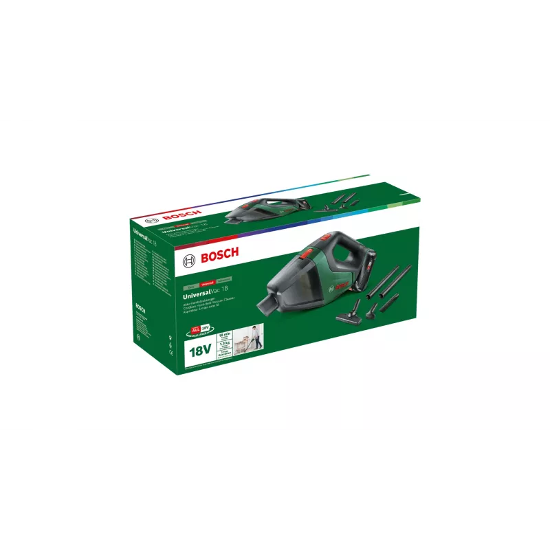 Bosch Universal Vac 18 2-in-1 lazdelinis siurblys, be maišelio, juodas/žalias, 2,5 Ah