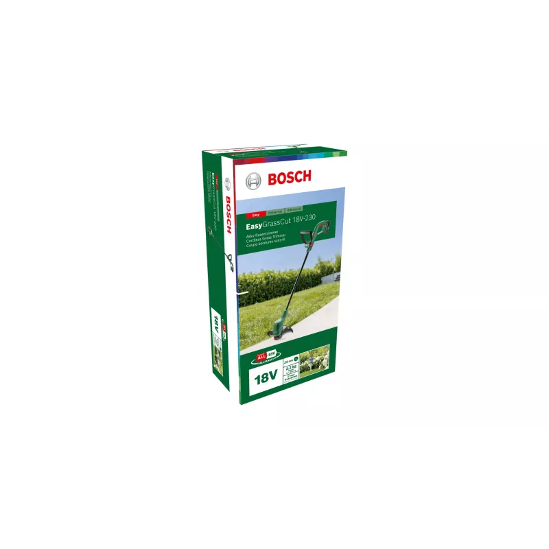 Belaidės žoliapjovės žirklės Bosch EasyGrassCut 18V-230, 18 V baterija, 2 Ah, 23 cm pjovimo skersmuo, 2,2 kg