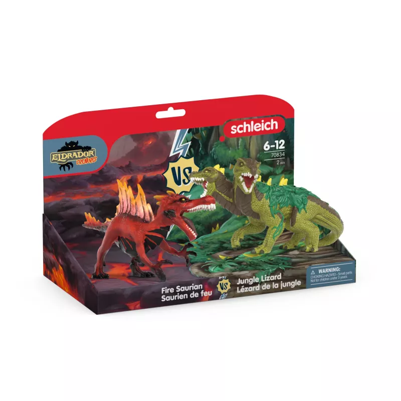 Figūrėlių rinkinys Schleich Eldrador Creatures Ugnies dinozauras prieš Džiunglių driežą, 70834