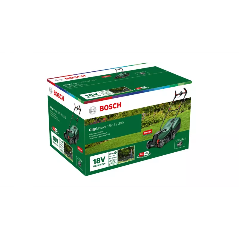 Bosch CityMower baterijinis stumiamas vejapjovė, juoda, žalia