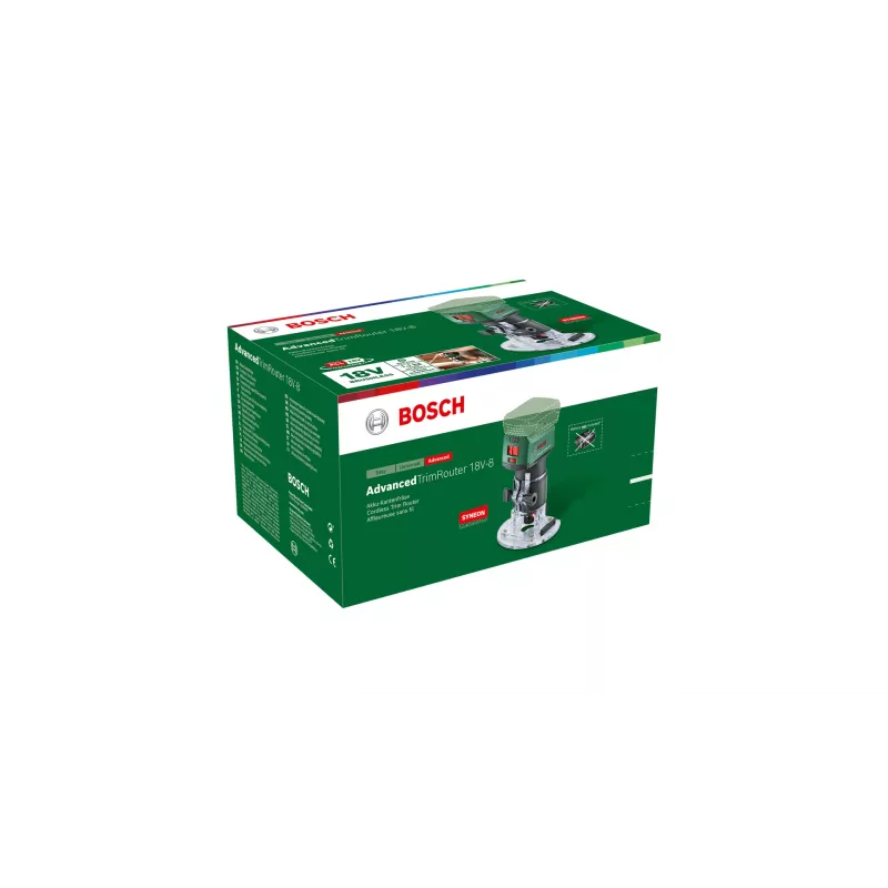 Bosch AdvancedTrimRouter 18V-8 frezė, 8 mm, 30000 aps./min., žalia, akumuliatorinė, 1,1 kg, 160 mm