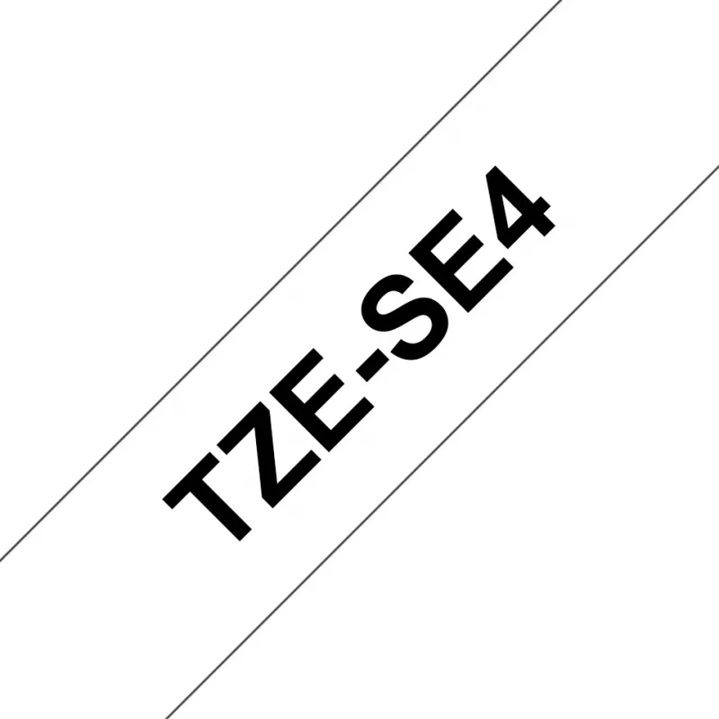 Brother TZE-SE4 saugumo juosta etiketėms, 18 mm x 8 m, juoda ant baltos